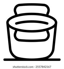 Simple line icon of an empty bucket with a handle, ready for use in cleaning, gardening, or other tasks