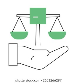 Simple line icon of Fairness – Scales Representing Equal and Just Treatment in AI Systems. Vector illustration.