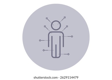 Simple line icon of figure with connected points and needle. Healthcare and medical examination concepts