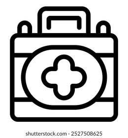 Simple line icon of a first aid kit, symbolizing emergency preparedness and medical care