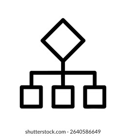A simple line icon of a flowchart, representing an algorithm's logic with decision and process steps. Isolated vector.