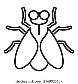 Simple line icon of a fly with wings and big eyes