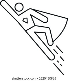 icono de línea simple de superhéroe volador