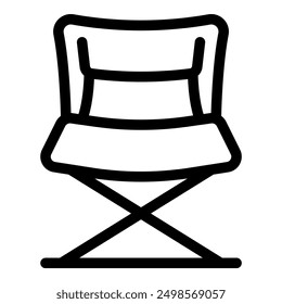 Icono de línea simple de una silla plegable, perfecto para representar camping, senderismo o actividades al aire libre