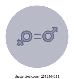 Simple line icon of gender equality. Symbols for male and female presented in balanced manner. Awareness and unity concept