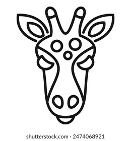 Simple line icon of a giraffe head looking forward, great for animal lovers