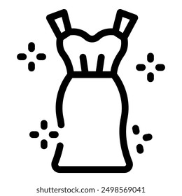 Simple line icon of a glamorous dress, perfect for representing a boutique or fashion designer