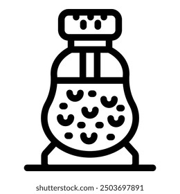 Simple line icon of a glass jar filled with cashew nuts, ready to be used in the kitchen