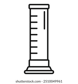 Ícone de linha simples de cilindro graduado, peça comum de vidro de laboratório usada para medir o volume de líquidos