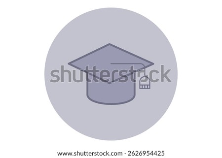 Simple line icon of graduation cap displayed on circular background. Education, achievement, and academic milestones concept relevant to students and institutions