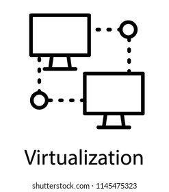 A simple line icon graphic of network virtualization