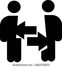 Simple line icon of a group of three people symbolizing teamwork, community, and collaboration in business or organizations, with transparent background.