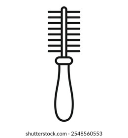 Simple line icon of a hair comb with a wooden handle, evoking hairdressing and grooming