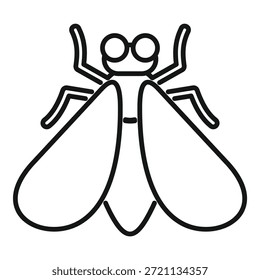 Icono de línea simple de una mosca doméstica, que destaca sus Grandes ojos compuestos y el potencial para propagar gérmenes