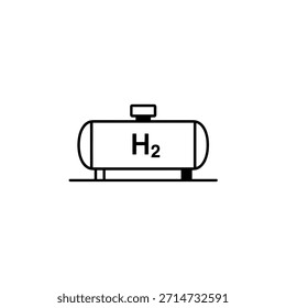 Icono de línea simple de un tanque de almacenamiento de gas de hidrógeno