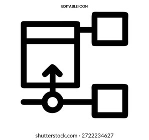 Ein einfaches Liniensymbol zeigt Daten an, die von einem Gerät in den Cloud-Speicher hochgeladen werden.