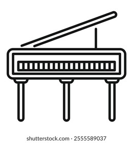 Simple line icon illustration of a grand piano, featuring its elegant design and musical potential