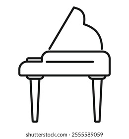 Simple line icon illustration of a grand piano, perfect for representing music, instruments or classical themes