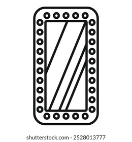 Simple line icon illustration of a mirror reflecting light, perfect for interior design concepts