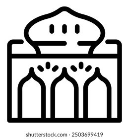 Simple line icon illustration of a mosque building, perfect for projects related to islam, architecture, or travel