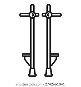 Simple line icon illustration of a pair of jumping stilts, perfect for representing outdoor fun and childhood activities