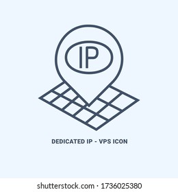 Simple line icon, Illustration vector graphic of Dedicated IP, IP Map. Rounded line, EPS, perfect for Website, PowerPoint, Web Hosting, VPS provider, or any Business.
