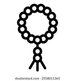 Simple line icon of islamic prayer beads, often used during ramadan and other religious occasions