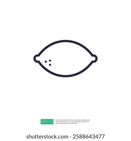 Simple Line Icon Of A Lemon On A White Background With Minimalist Design Elements