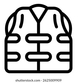Simple line icon of a life jacket, emphasizing the importance of safety precautions for water activities