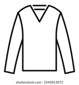 Simple line icon of a long sleeve v neck shirt, perfect for depicting men's fashion in online stores or apps