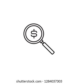 Simple line icon of magnifier dollar