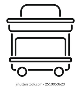 Simple line icon of a medical cart, useful for quickly moving medical supplies