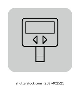 Simple line icon of medical device designed for health monitoring. Display and control buttons with user-friendly design