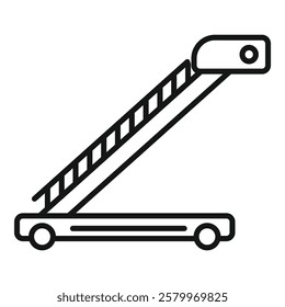 Simple line icon of a mobile airport ladder connecting an airplane with the ground, allowing passengers to board