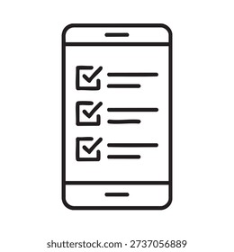 Simple line icon of a mobile phone screen with checked list