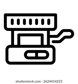 Simple line icon of a modern electric grill for indoor barbecue cooking
