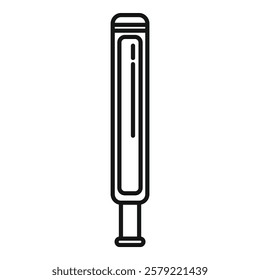 Simple line icon of a modern electronic thermometer showing a high fever temperature