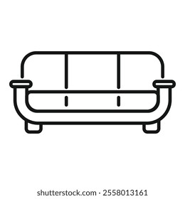 Simple line icon of a modern three seater sofa, perfect for projects related to interior design, furniture stores, and home decor