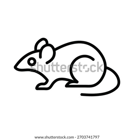 Simple line icon of a mouse or rat. Symbol for laboratory animals, scientific research, experiments, wildlife, and pests.

