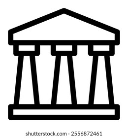 Simple line icon of a museum building, ideal for cultural heritage, historical sites, and art galleries