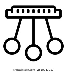 Simple line icon of a newton's cradle, perfect for illustrating concepts of physics, motion, and energy