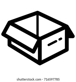 Simple line icon of an open box that can be use for delivery, shipping, export, etc