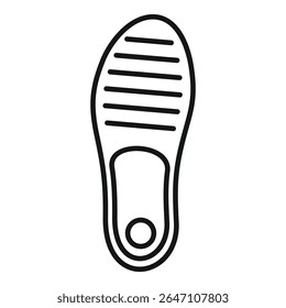 Simple line icon of an orthopedic insole with arch support, designed to enhance comfort and support while walking