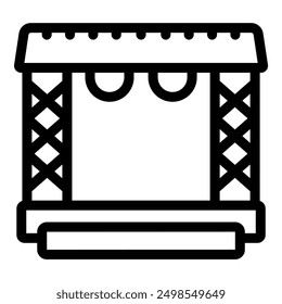 Simple line icon of an outdoor stage, ready for a concert or other performance