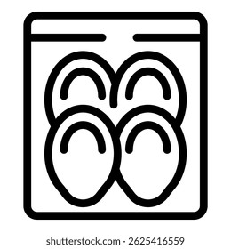 Simple line icon of a package containing fresh oysters, perfect for representing seafood markets or restaurants