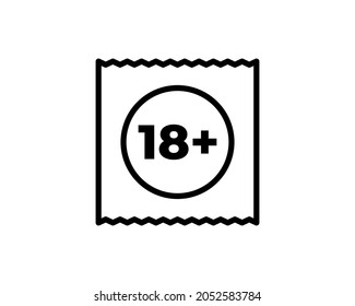 Simple line icon packing a condom. Intimate hygiene concept. Contour pictograph for websites, mobile apps and other design needs. Vector illustration in outline style.