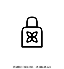 Simple line icon of a padlock in black color