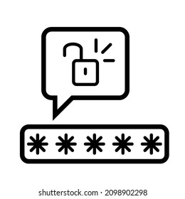 simple line icon of password key open lock accsess