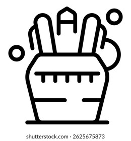 Simple line icon of a pencil case full of school supplies, perfect for educational projects