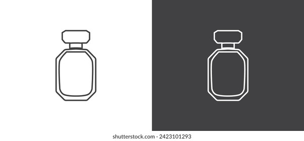 Simple line icon of perfume. Perfume bottles icon. Eau de toilette. Packaging of various shapes, linear icons of parfumes in black and white background.